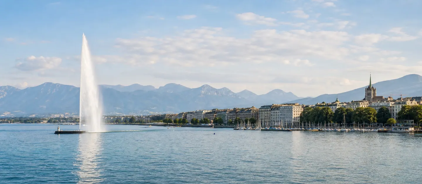 Illustrative Lake Geneva terrace for a sample cafe profile in Geneva